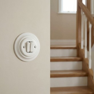 Włącznik podtynkowy ceramiczny schodowy podwójny do ramki biały