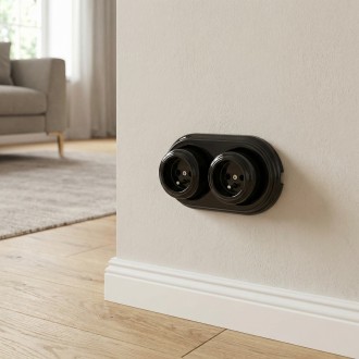 Ramka ceramiczna podwójna czarna natynkowa NEW 