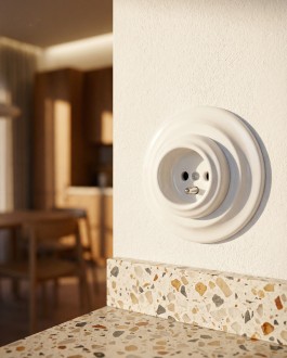 Gniazdo ceramiczne z uziemieniem podtynkowe do ramki białe NEW