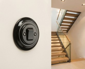 Włącznik podtynkowy ceramiczny krzyżowy pojedynczy czarny K1-R140QX