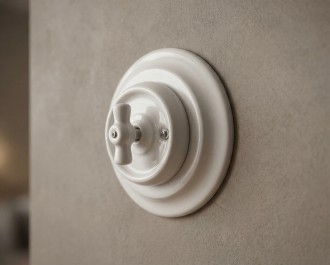 Włącznik podtynkowy ceramiczny schodowy obrotowy do ramki biały 