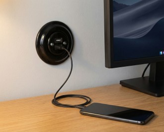 Gniazdo ceramiczne czarne USB BEZ RAMKI K1-2USBAX 