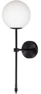 Kinkiet minimalistyczny black Milano mleczna kula