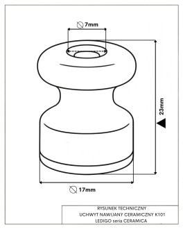 Uchwyt do kabla ceramiczny czarny nawijany 