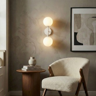 Kinkiet Milano white podwójny mleczne kule  