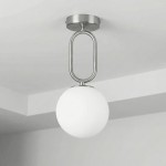 Lampa plafon Milano silver pojedyńcza mleczna kula