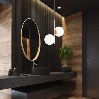 Lampa wisząca złota Milano Twin mleczne kule