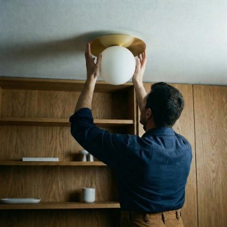 Plafon kinkiet złoty Milano Aura mleczna kula 