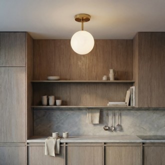 Lampa sufitowa plafon Milano gold pojedyncza mleczna kula