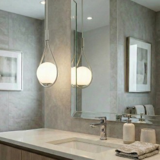 Lampa wisząca silver Milano Rosa mleczna kula 