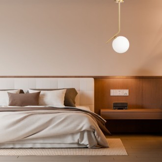 Lampa sufitowa złota Milano Meteor kula mleczna EP1C26