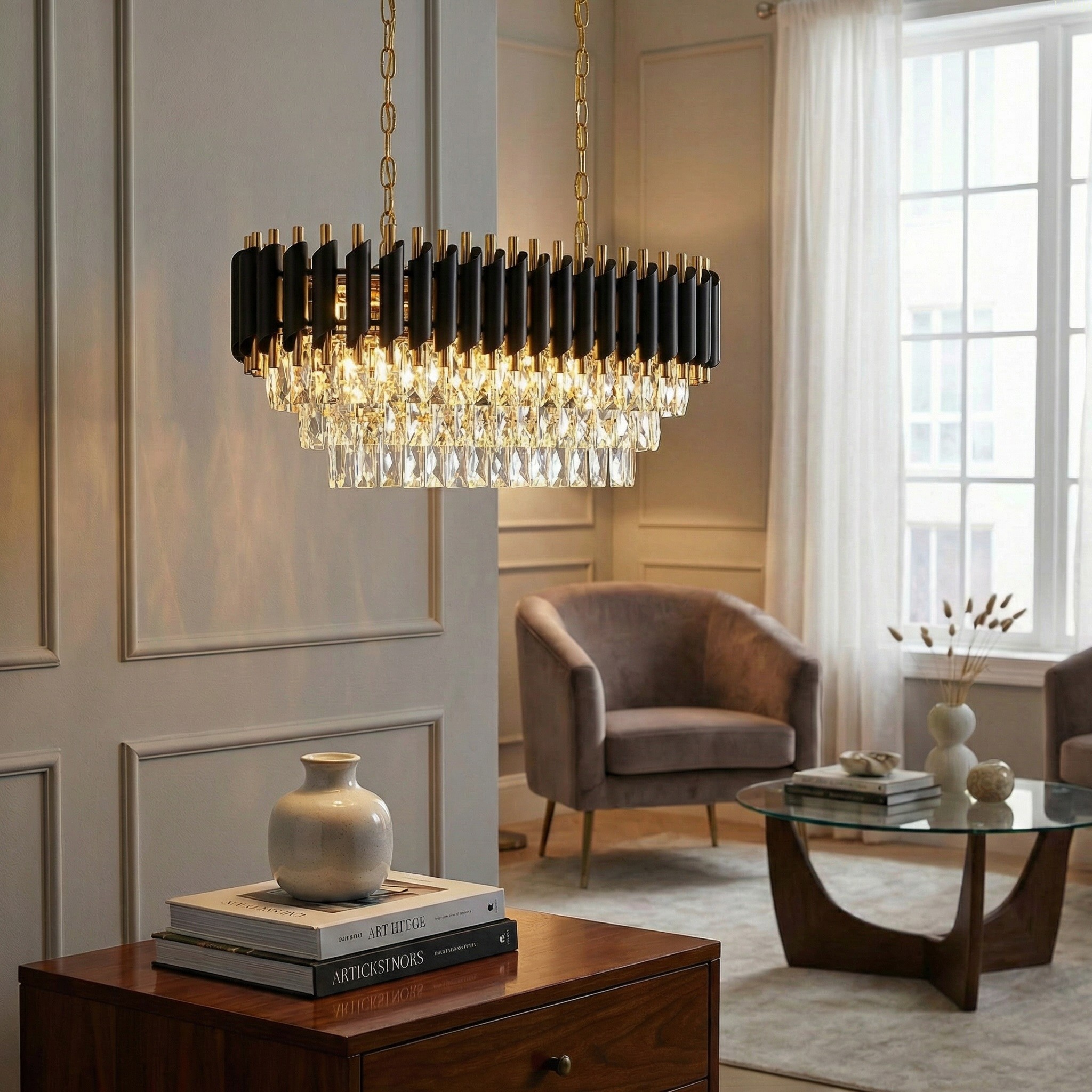 Lampa kryształowa elegancka złota czarna.jpg