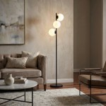 Lampa podłogowa black białe kule MILANO 