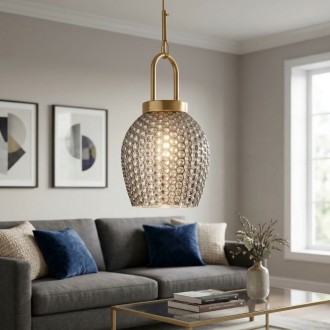 Lampa wisząca szkło ornament Szyszka grafitowa