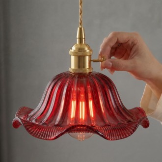 Lampa wisząca sufitowa szklana FLOWER czerwona