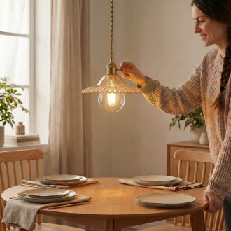 Lampa wisząca szklana płaska BALERINA bursztynowa