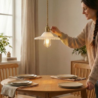 Lampa wisząca szklana płaska BALERINA mleczna