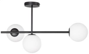 Lampa Milano czarna potrójna mleczne kule dwuobwodowa