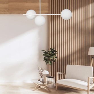 Lampa Milano biała potrójna mleczne kule dwuobwodowa
