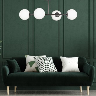 Lampa Milano 4 klosze mleczne kule black EP1C15 dwuobwodowa