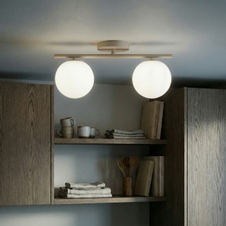 Lampa sufitowa plafon Milano beżowy kaszmirowy podwójna mleczne kule  
