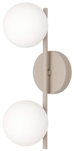Kinkiet Milano beżowy kaszmirowy podwójny mleczne kule  