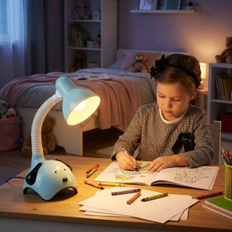 Lampka biurkowa dziecięca piesek niebieska