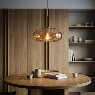 Lampa wisząca szklana bursztynowa PARIS Ufo