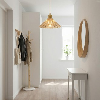 Lampa wisząca plisowana szklana Japandi bursztynowa