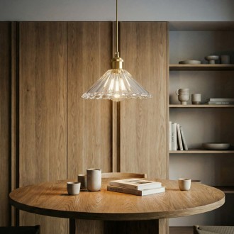 Lampa wisząca szklana plisowana Japandi 