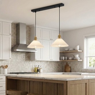 Lampa wisząca na listwie podwójna JAPANDI szklana mleczna