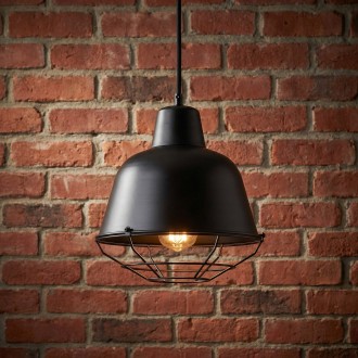 Lampa wisząca industrial metalowy klosz z kratką