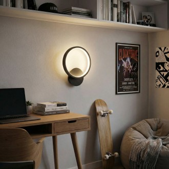 Kinkiet ledowy Lumino LED czarny okrąg modern nowoczesny