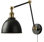 Kinkiet metalowy regulowany czarny antic  brass Rustic z kablem