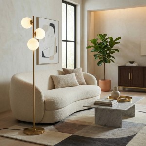 Lampa podłogowa złota białe kule MILANO
