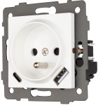 Gniazdo USB + USB-C 230V z uziemieniem bez ramki białe WSA046 Loft Line 