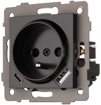 Gniazdo USB + USB-C 230V z uziemieniem bez ramki czarne WSA046 Loft Line 