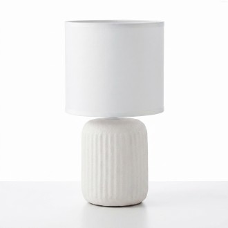 Lampka nocna z abażurem biała ceramiczna ryflowana DION D1