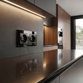 Gniazdo USB + USB-C 230V z uziemieniem bez ramki czarne WSA046 Loft Line 