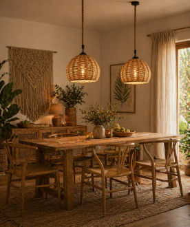 Lampa wisząca jutowa PELOTA boho duża