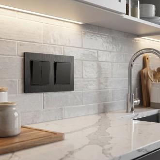 Ramka podwójna PC szczotkowane czarna P51-2 Loft Line   