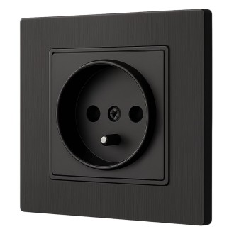 Gniazdo z  ramką z tworzywa PC z uziemieniem czarne Loft Line 