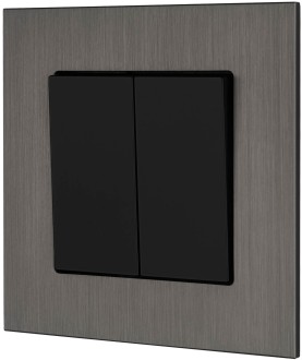 Włącznik podwójny schodowy z aluminiową ramką grafitowy Loft Line
