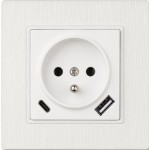 Gniazdo USB + USB-C z ramką z tworzywa PC z uziemieniem białe Loft Line  