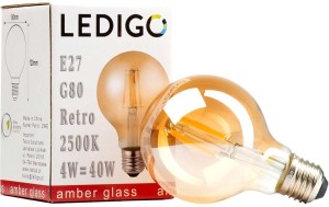 Żarówka E27 G80 FILAMENT 4W amber