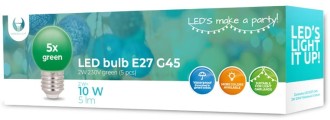 Żarówka LED E27 G45 2W girlandowa zielona 5 sztuk