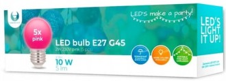 Żarówka LED E27 G45 2W girlandowa różowa 5 sztuk 