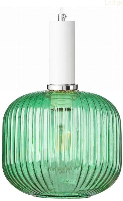 Lampa wisząca szklana MODERNA zielona biała zawieś