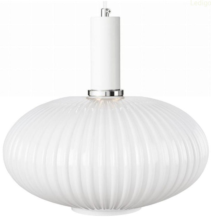 Lampa wisząca szklana MODERNA duża mleczna biała zawieś