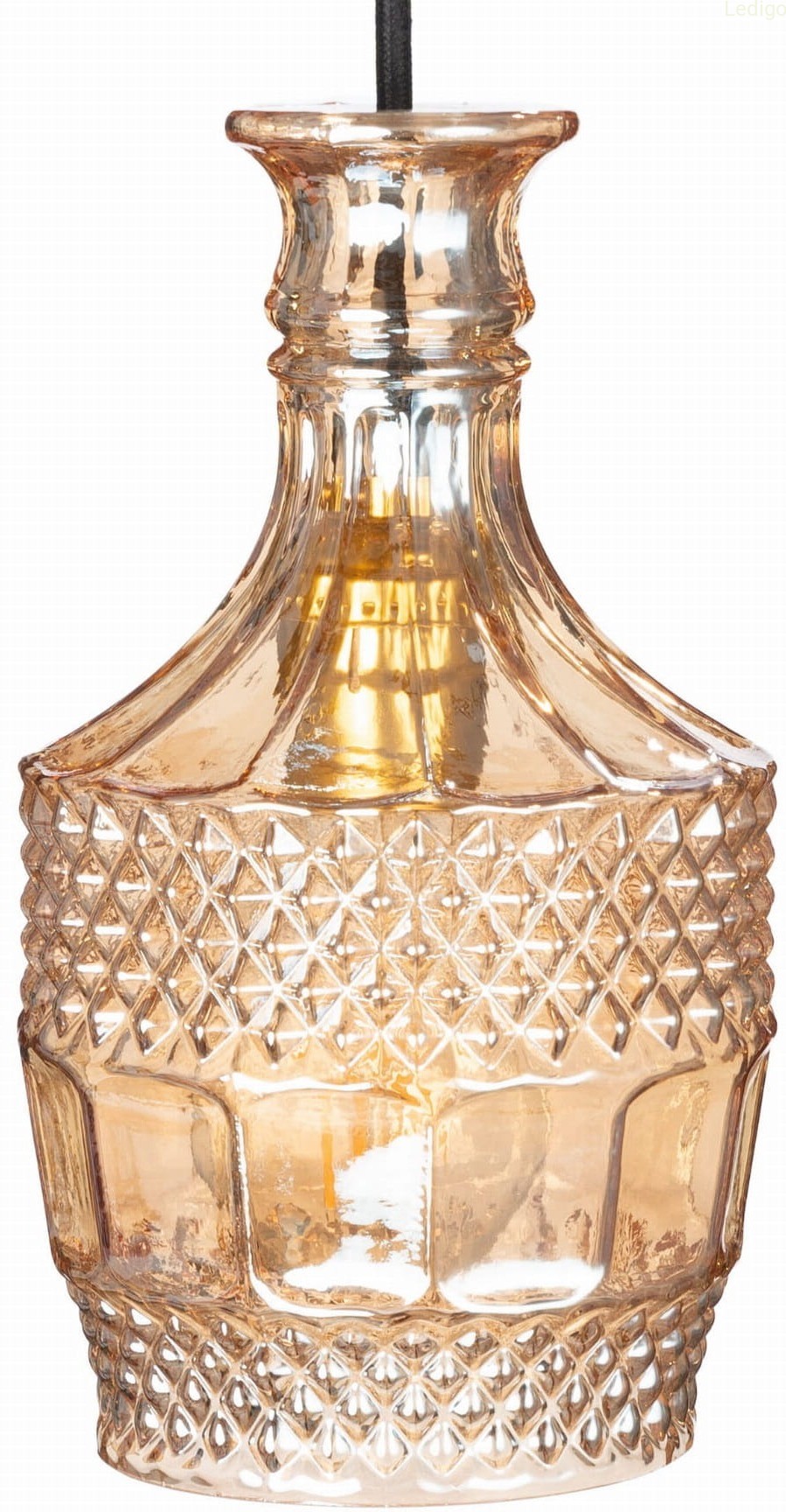 Lampa wisząca szklana kryształowa elegancka AMBER, szkło bursztynowe, herbaciane, glamour
